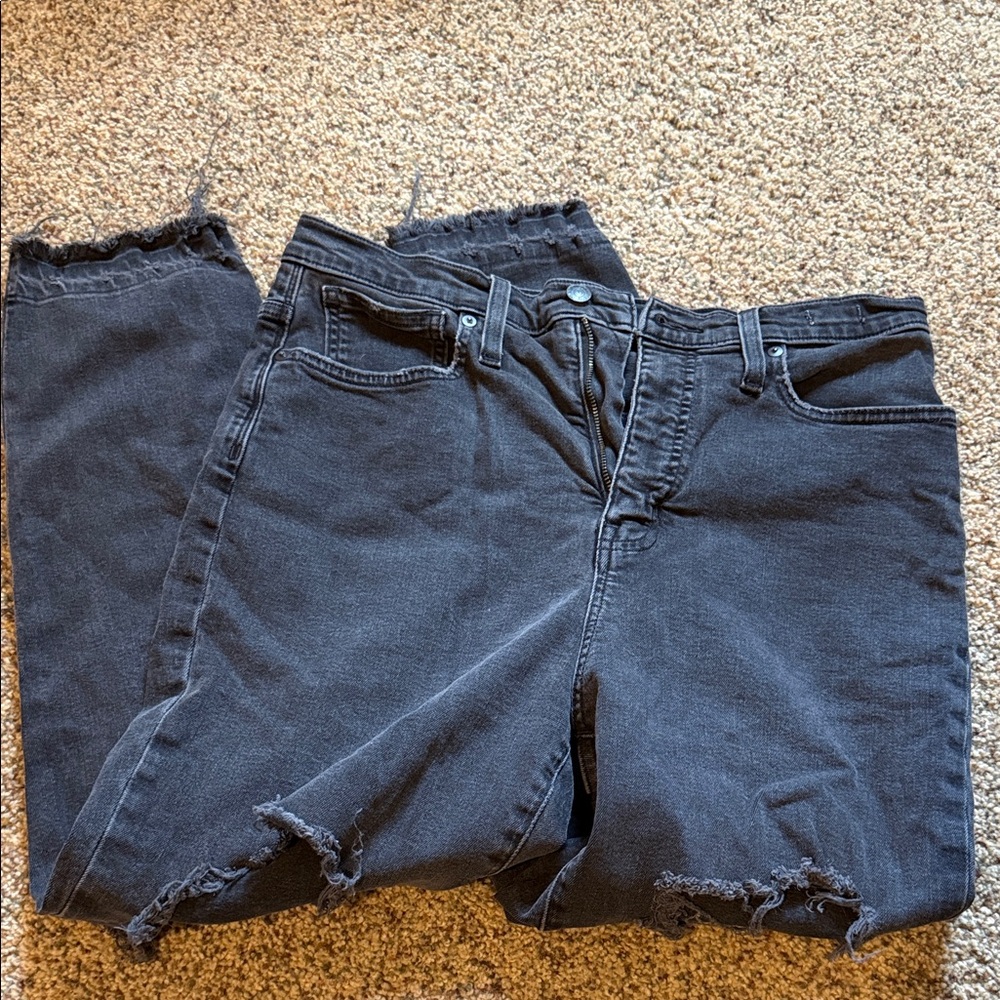 Madewell Charcoal Distressd Mom Jeans